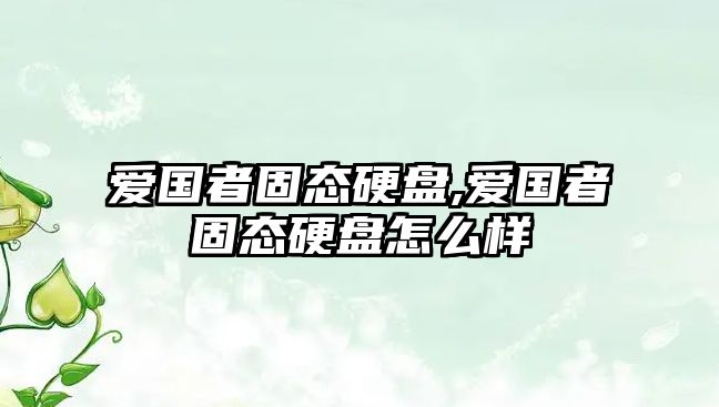 愛國者固態硬盤,愛國者固態硬盤怎么樣