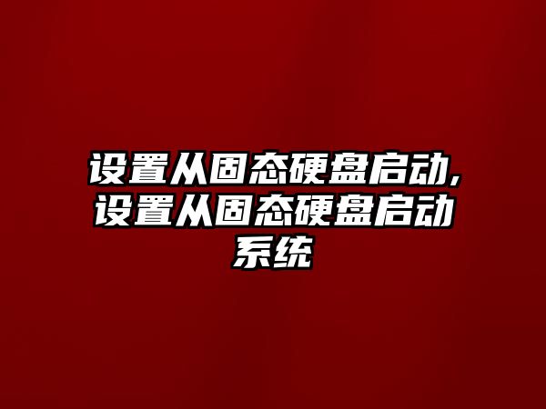 設置從固態硬盤啟動,設置從固態硬盤啟動系統