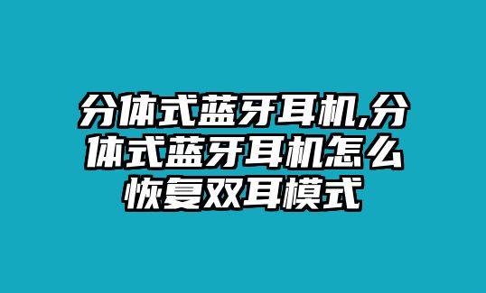 分體式藍牙耳機,分體式藍牙耳機怎么恢復雙耳模式