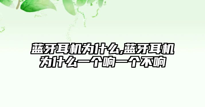 藍牙耳機為什么,藍牙耳機為什么一個響一個不響